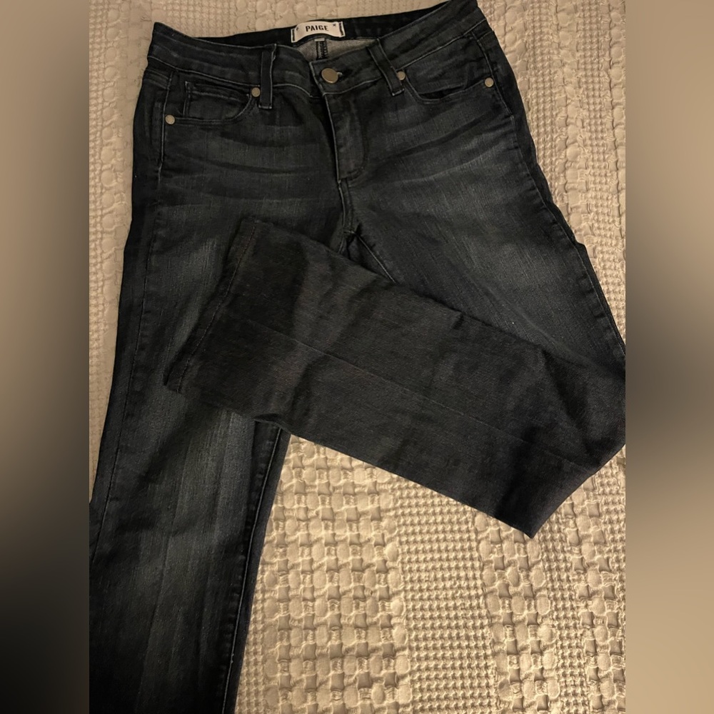 PAIGE Dark Wash Wide Leg Jeans